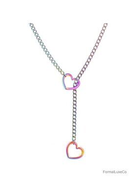 Heart Slip Chain Necklace Stainless Steel Y-Necklace Punk Gothic Choker